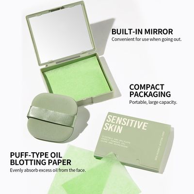 Erinde Oil Blotting Sheets for Face with Mirror and Puff, 300 Sheets Oil Blotting Paper for Oily Skin, Face Oil Absorbing Sheets, Natural Oil Control Film, Absorb Excess Oil, Makeup Friendly