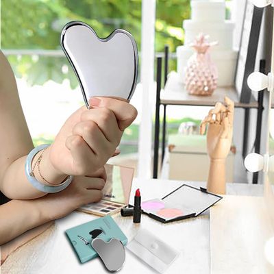 BYYDDIY Spherical Surface Design Stainless Steel Gua Sha Facial Tools, Metal Gua Sha for Face,Tighten Skin Massage, Guasha Beauty Tool for Body Eyes (W-s)