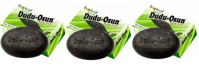 Dudu Osun Pure Organic African Black Soap 150g(Pack of 3) - Effective for Acne Treatment, Eczema, Dry Skin, Scar Removal, Dandruff, Pimples Mark Removal, Anti-fungal Face &amp; Body Wash