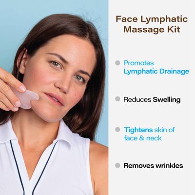 Bruizex Lymphatic Drainage Face Massager Set: Rose Quartz Face Roller &amp; Gua Sha Facial Tool for Lymphatic Massage, Muscle Tension Relief, Skin Care, For Lymphatic Massage Oil, Serum &amp; Face Cream