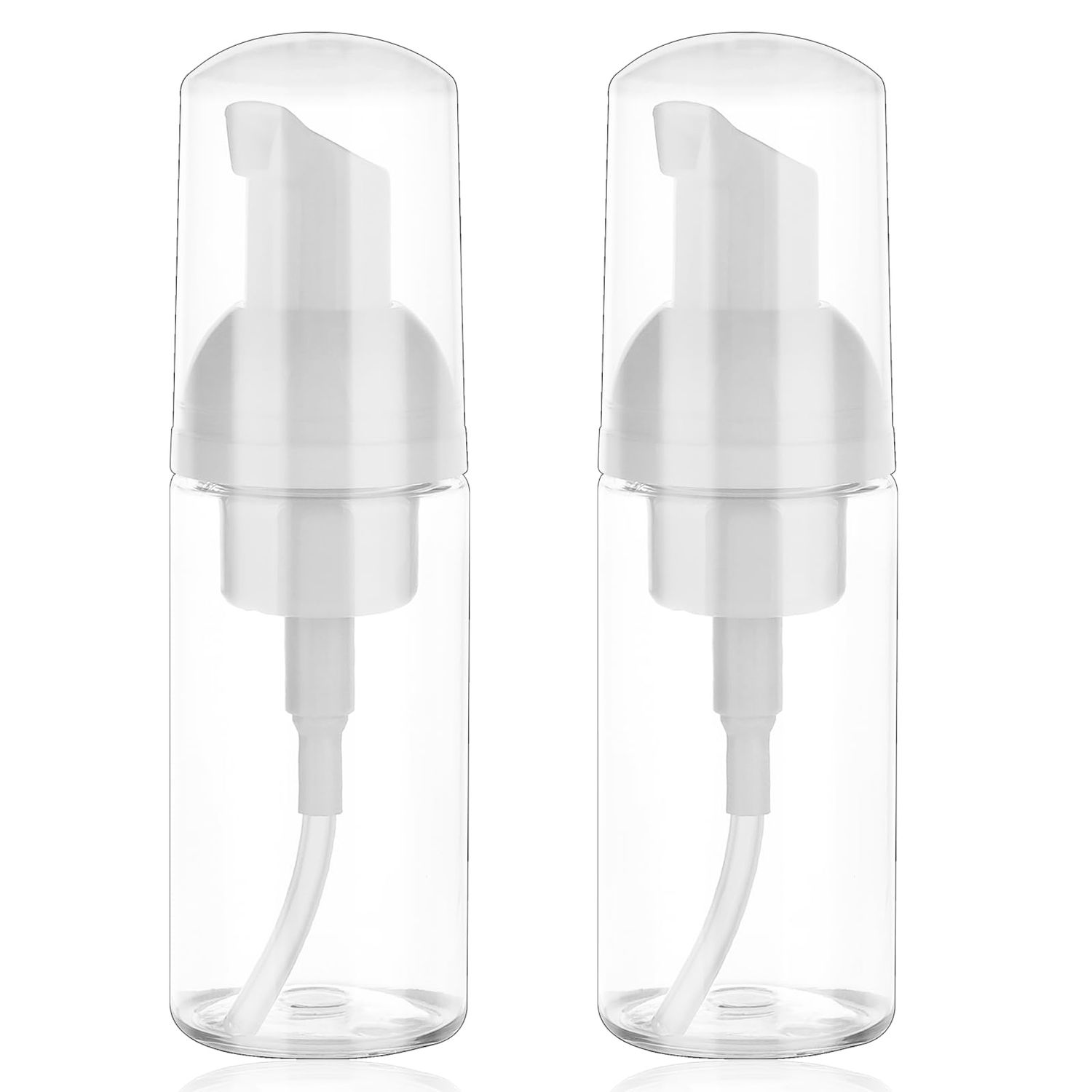 2 Pack Foam Pump Bottle Travel Small Size Mousse Foam Soap Dispenser Mini Empty Clear Plastic Foaming Soap Dispenser Refillable Pump Containers for Face Wash Lash Shampoo Skin Care 50 ml/1.7 oz