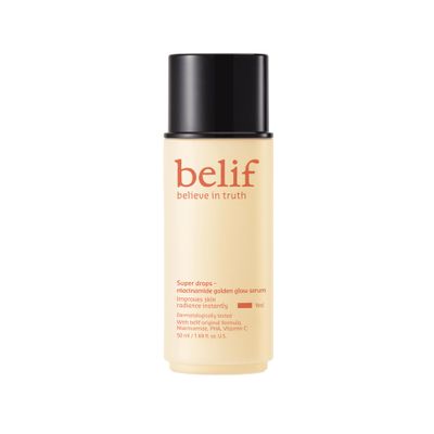 belif Super Drops Niacinamide Vitamin C Golden Glow Serum, 2-in-1 Hydrating Makeup Primer,lluminator and Highlighter to Blur Pores &amp; Even Skin Texture, PHA, Korean Skin Care