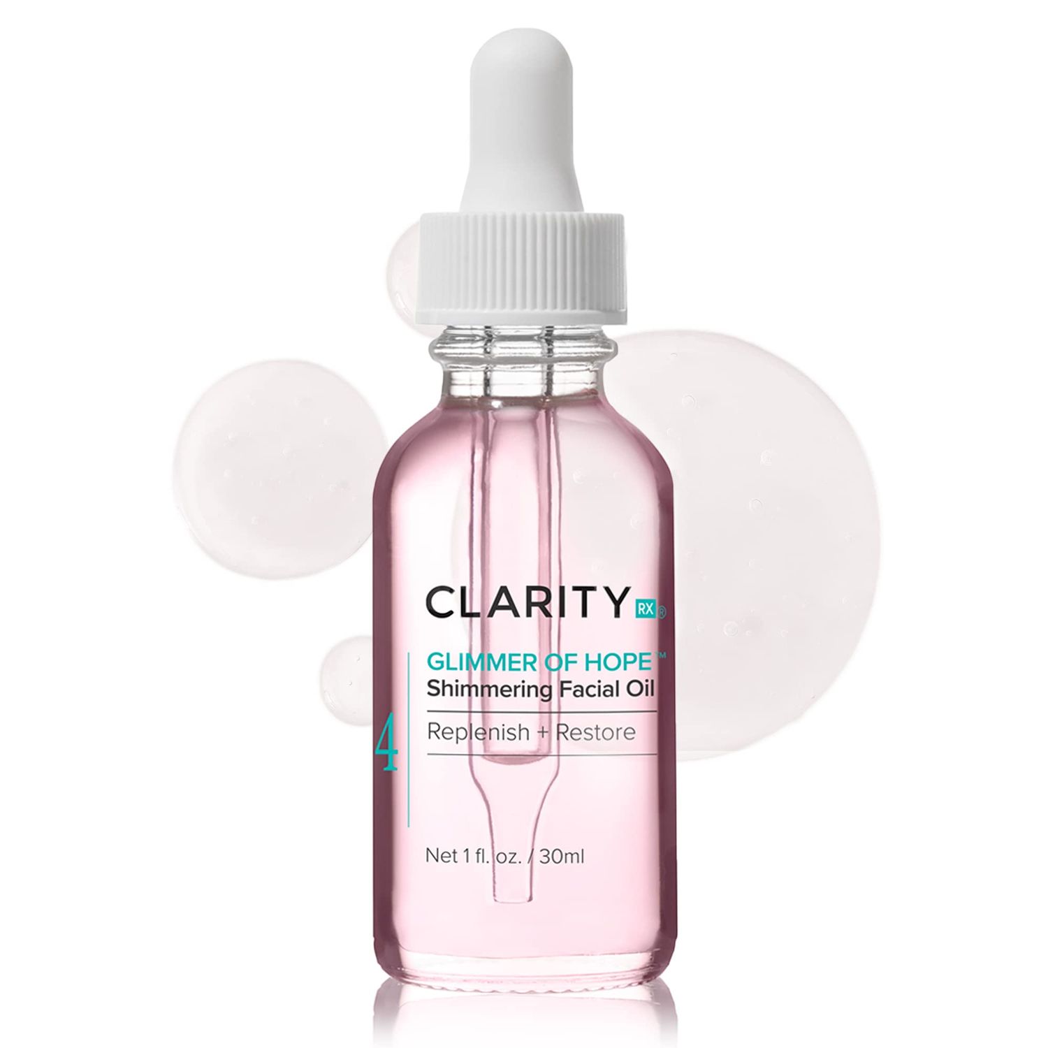 ClarityRx Glimmer of Hope Shimmering Restorative Face Oil, Natural Plant-Based Moisturizing Facial Treatment with Coconut, Rose &amp; Jojoba for Dry &amp; Aging Skin (1 fl oz)