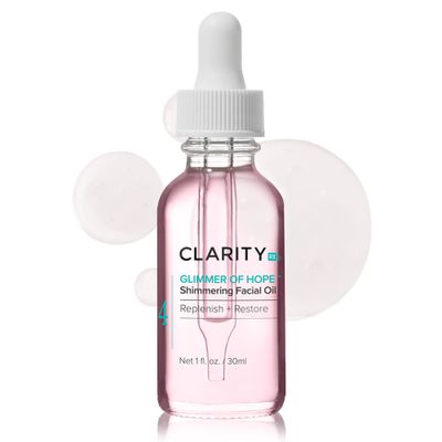ClarityRx Glimmer of Hope Shimmering Restorative Face Oil, Natural Plant-Based Moisturizing Facial Treatment with Coconut, Rose &amp; Jojoba for Dry &amp; Aging Skin (1 fl oz)