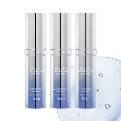DUEM Returnshot Le Bleu Core Ampoule - Anti-Aging Peptide Serum for Face, Skin Renewal &amp; Hydration, Fine Lines &amp; Wrinkles, Uneven Skin Tone, Korean Skincare, 0.05Fl.Oz(15mL) x 3ea