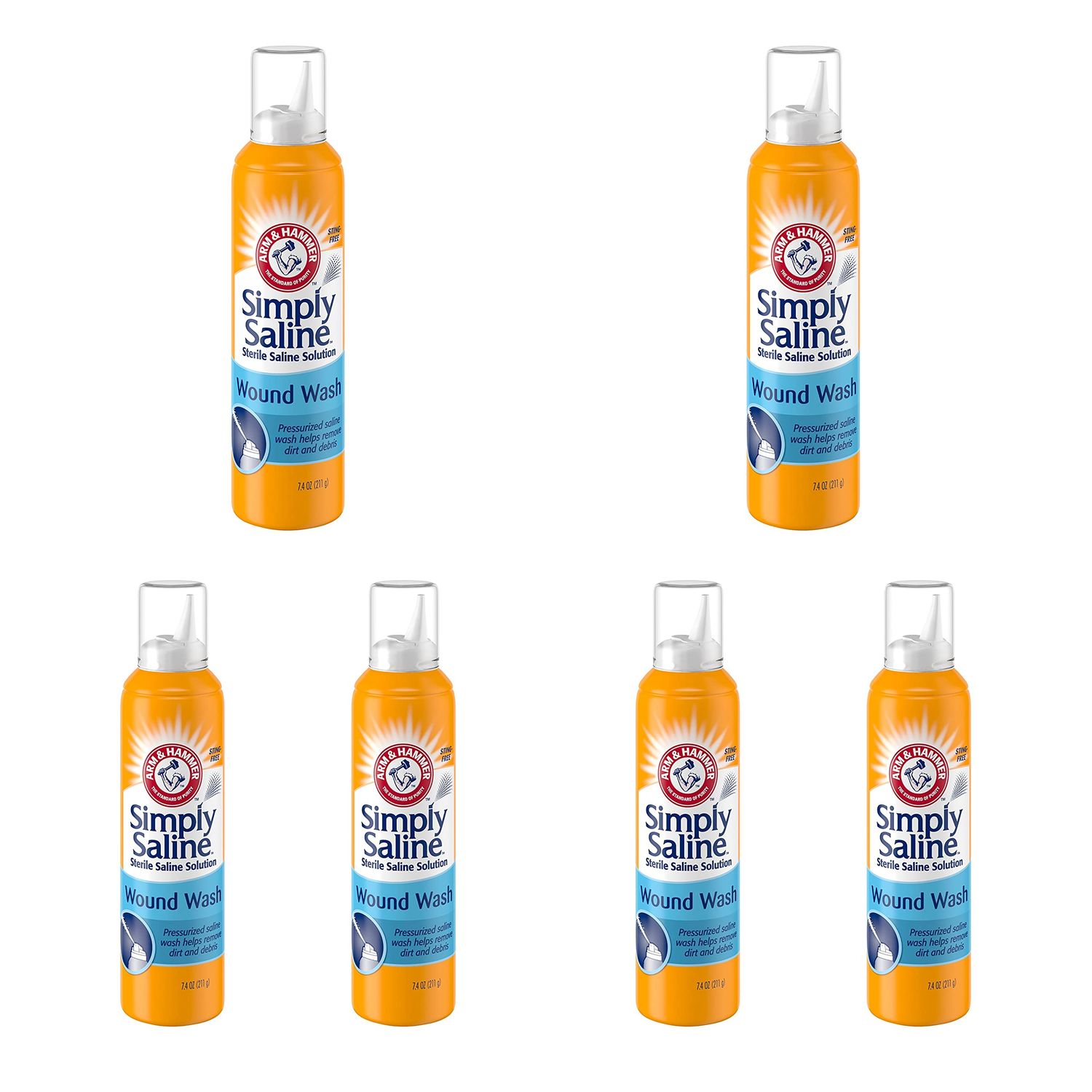 Arm &amp; Hammer Simply Saline Wound Wash 7.4 Ounce - 6 Pack
