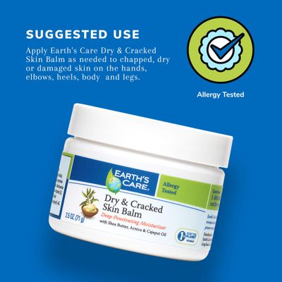 Earth's Care Dry and Cracked Skin Balm, Allergy-Tested, No Parabens, Colors or Fragrances, 2.5 OZ.