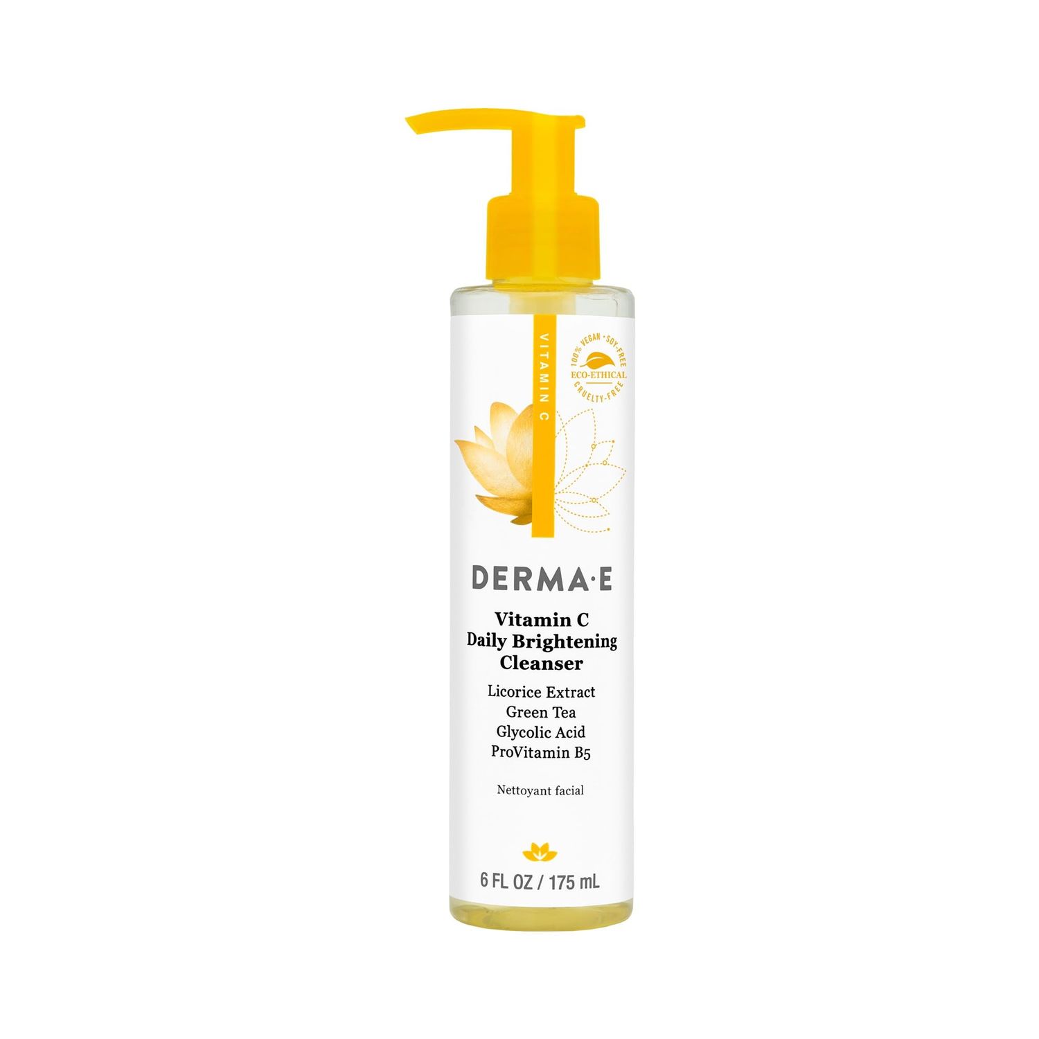 Derma E Vitamin C Cleanser - Daily Brightening &amp; Hydrating Face Wash to Even Out Skin Tone - Moisturizing Face Cleanser for a Radiant Glow, 6 fl oz