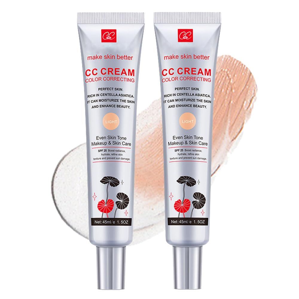 Color Correcting CC Cream with SPF 25, Coverage Lightweight Foundation, Hydrating Serum, Even Skin Tone Makeup and Skin Care, Refine Skin Texture, Avoid Sun Damage