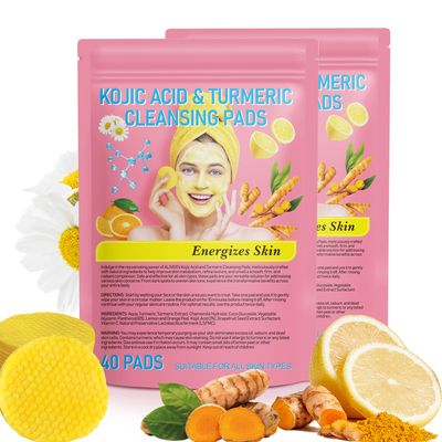 Acorn + Oak 80 PCS Kojic Acid and Turmeric Cleansing Pads,Turmeric Cleansing Pads for Face Remove Excess Keratin,Balance Skin Oil And Water