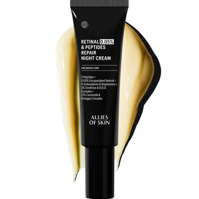 Allies of Skin Retinal 0.05% Peptides Repair Night Cream with 0.05% Encapsulated Retinaldehyde, Peptides, 2% Ornithine, EGCG Complex, 11 Brighteners, Antioxidants, and 7.1% Ceramide &amp; Omegas Complex