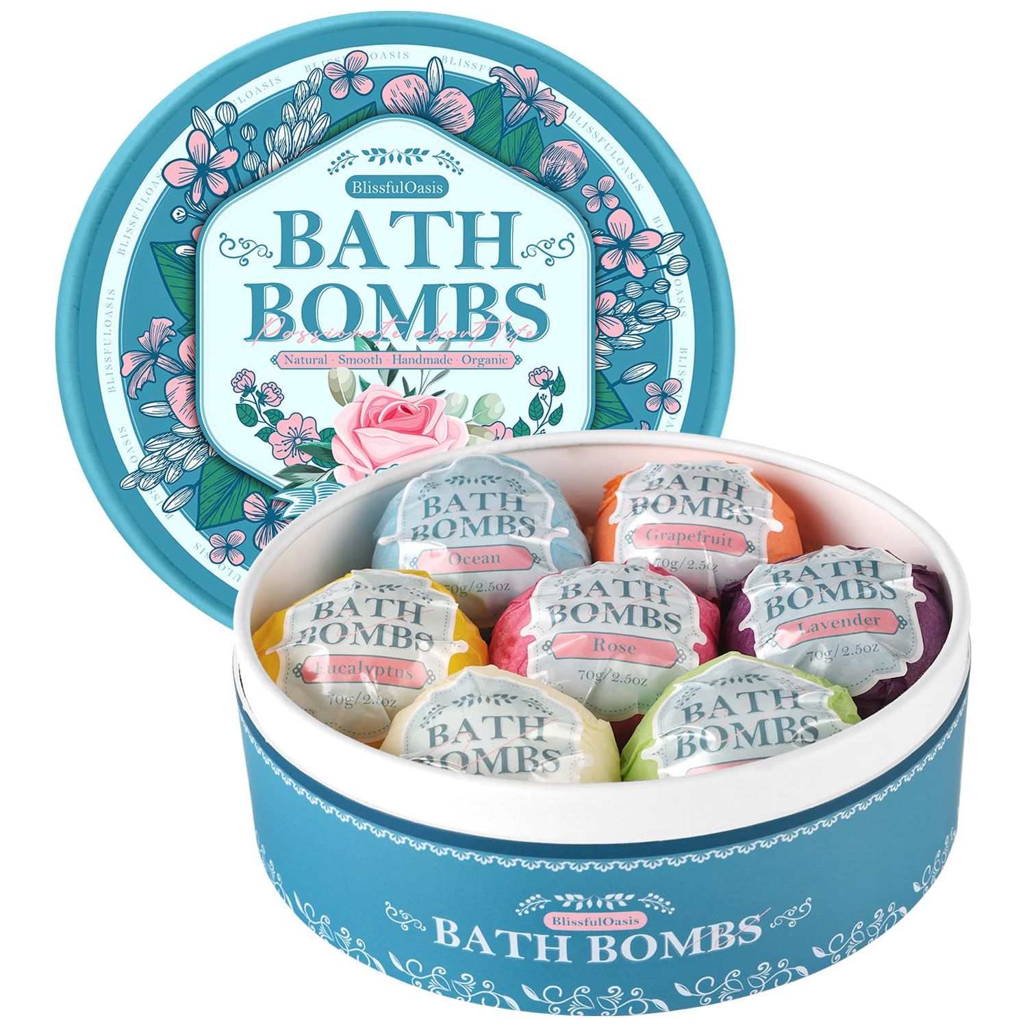 Bath Bombs Set, 7 Packs Bubble Fizzies Relaxation with Shea Butter, Dry Skin Moisturize, Birthday, Christmas Gift, Valentines Idea for Women, Mother, Wife, Girlfriend