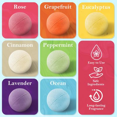 Bath Bombs Set, 7 Packs Bubble Fizzies Relaxation with Shea Butter, Dry Skin Moisturize, Birthday, Christmas Gift, Valentines Idea for Women, Mother, Wife, Girlfriend
