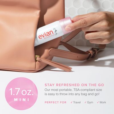 Evian Facial Spray, 1.7 oz. - Instantly Hydrate - Refresh Skin - Revive Makeup - TSA Compliant - All Skin Types - French Alps Skincare