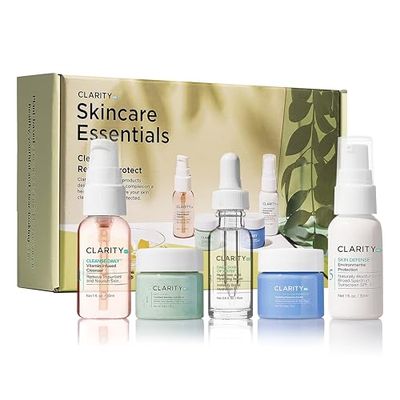 ClarityRx Skincare Essentials Kit, Includes Natural Plant-Based Daily Face Wash, Exfoliating Facial Scrub, Hyaluronic Acid Moisturizing Serum, Calming Moisturizer, SPF 30 Sunscreen