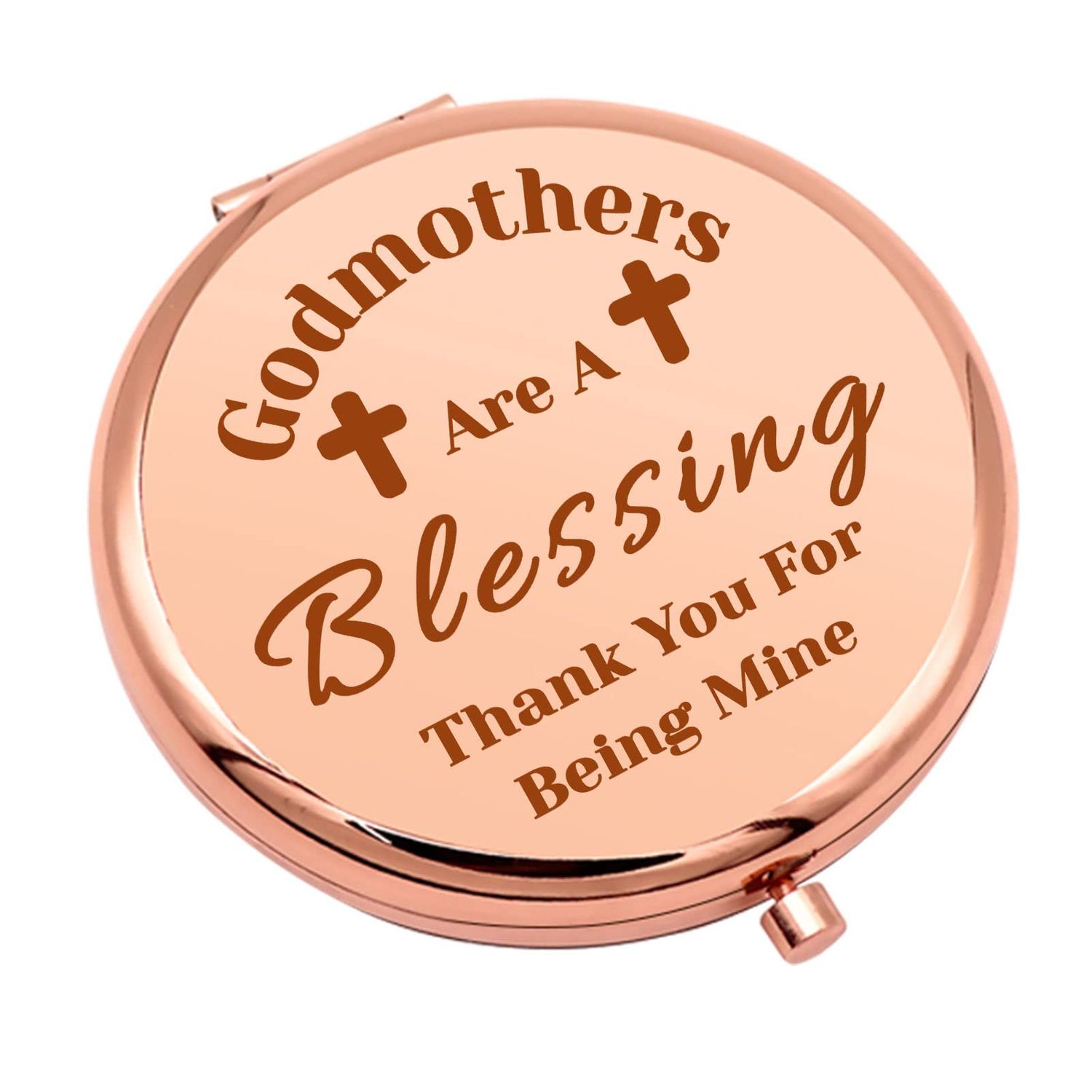 Godmother Gifts from Goddaughter Godchild Compact Mirror Thank You Gifts for Godmother Christian Gift for Women Appreciation Gift Folding Makeup Mirror Christmas Mothers Day Birthday Gifts