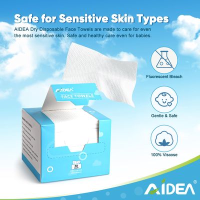 AIDEA Face Towels Disposable-50Ct, Clean Facial Towels Face Cloths, Facial Cleansing Wipes for Sensitive Skin, Face Towelettes for Makeup Removing, Nursing, Travel, Dry Face Wipes