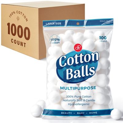 DecorRack 1000 [Large] Cotton Balls Bulk Pack for Make-Up, Nail Polish Removal, Applying Oil Lotion or Powder, Multi-Purpose Balls Made from 100% Natural Cotton, Soft and Absorbent (1000 Count)