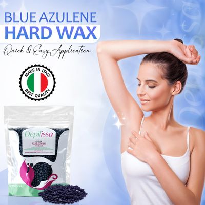 Depilissa Azulene Hard Wax Beads, 14.1 oz - No Strips Needed - Hair Removal for All Skin Types - Face, Underarms, Arms, Legs, Bikini, Brazilian - Gentle Formula with Chamomile Extract- Made in Italy