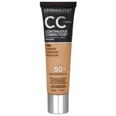 Dermablend Continuous Correction Tone-Evening CC Cream Foundation SPF 50+, Full Coverage Foundation Makeup &amp; Color Corrector, Non-Comedogenic ,1 Fl Oz (Pack of 1)