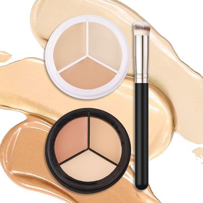 evpct 2pcs Tri-color Face Conceal Correct Cream Contour Makeup Palette for Mature Light Medium Skin Color Correcting Conceal Trouble Spots Dullness under Eye Dark Circles Discolorations Covers Redness