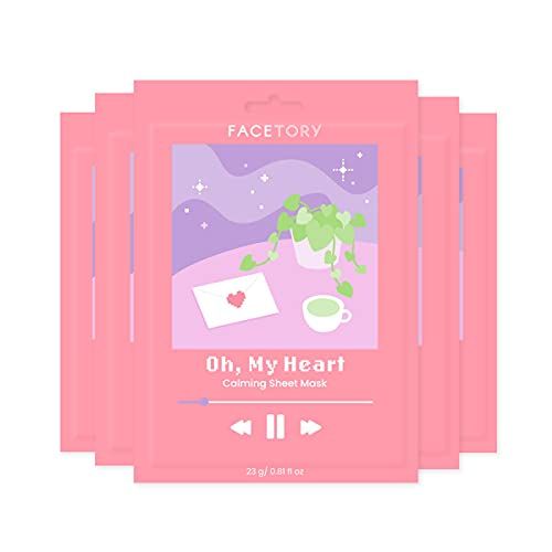 FACETORY K Beauty Face Mask Skin Care - CALMING Sheet Mask for ACNE-PRONE Skin with Heartleaf Extract | Calms Redness Smoothes Texture (5 Pack)