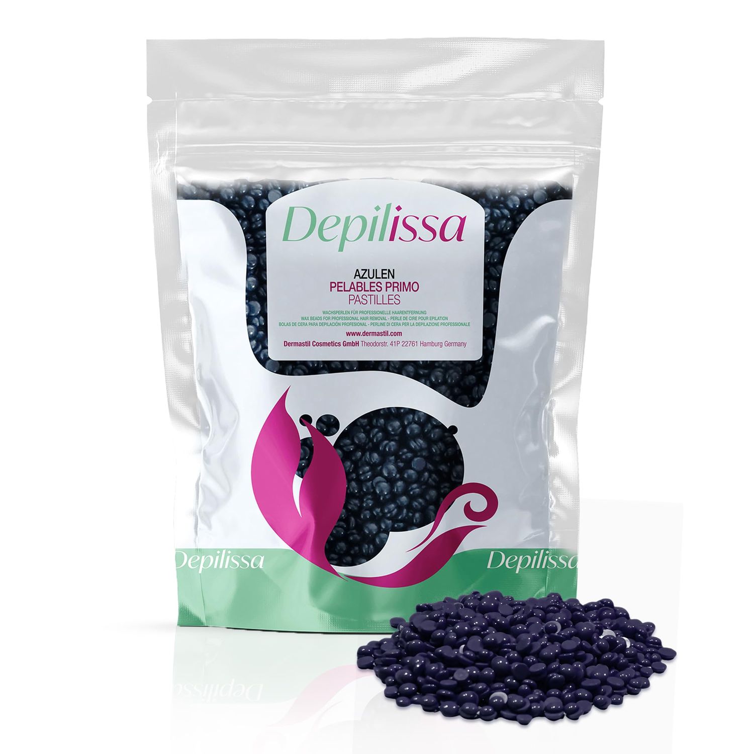 Depilissa Azulene Hard Wax Beads, 14.1 oz - No Strips Needed - Hair Removal for All Skin Types - Face, Underarms, Arms, Legs, Bikini, Brazilian - Gentle Formula with Chamomile Extract- Made in Italy