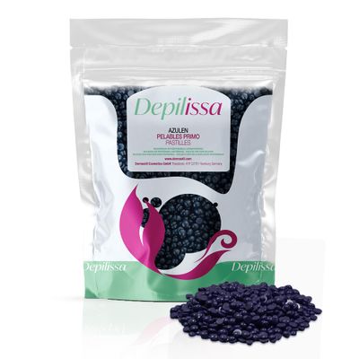 Depilissa Azulene Hard Wax Beads, 14.1 oz - No Strips Needed - Hair Removal for All Skin Types - Face, Underarms, Arms, Legs, Bikini, Brazilian - Gentle Formula with Chamomile Extract- Made in Italy