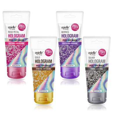 Epielle Hologram Peel Off Face Masks, Glitter Peel Off Mask, Toning &amp; Calming, 8 variety packs (Single-Use Testers)