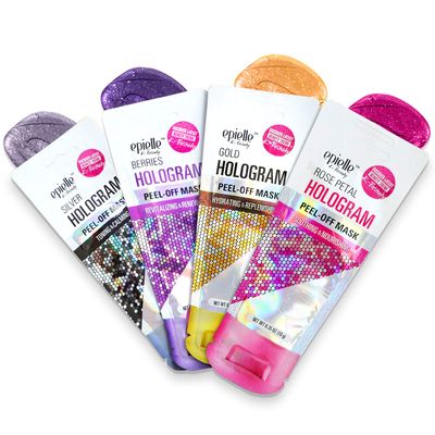 Epielle Hologram Peel Off Face Masks, Glitter Peel Off Mask, Toning &amp; Calming, 8 variety packs (Single-Use Testers)