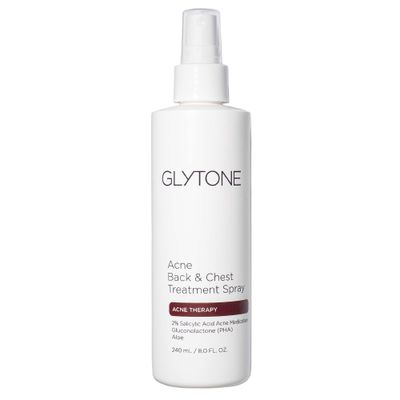 Glytone Acne Treatment Spray for Back &amp; Chest - 2% Salicylic Acid - For Body Acne - Quick Dry, Upside Down Pump - Fragrance-Free - 8 fl. Oz.