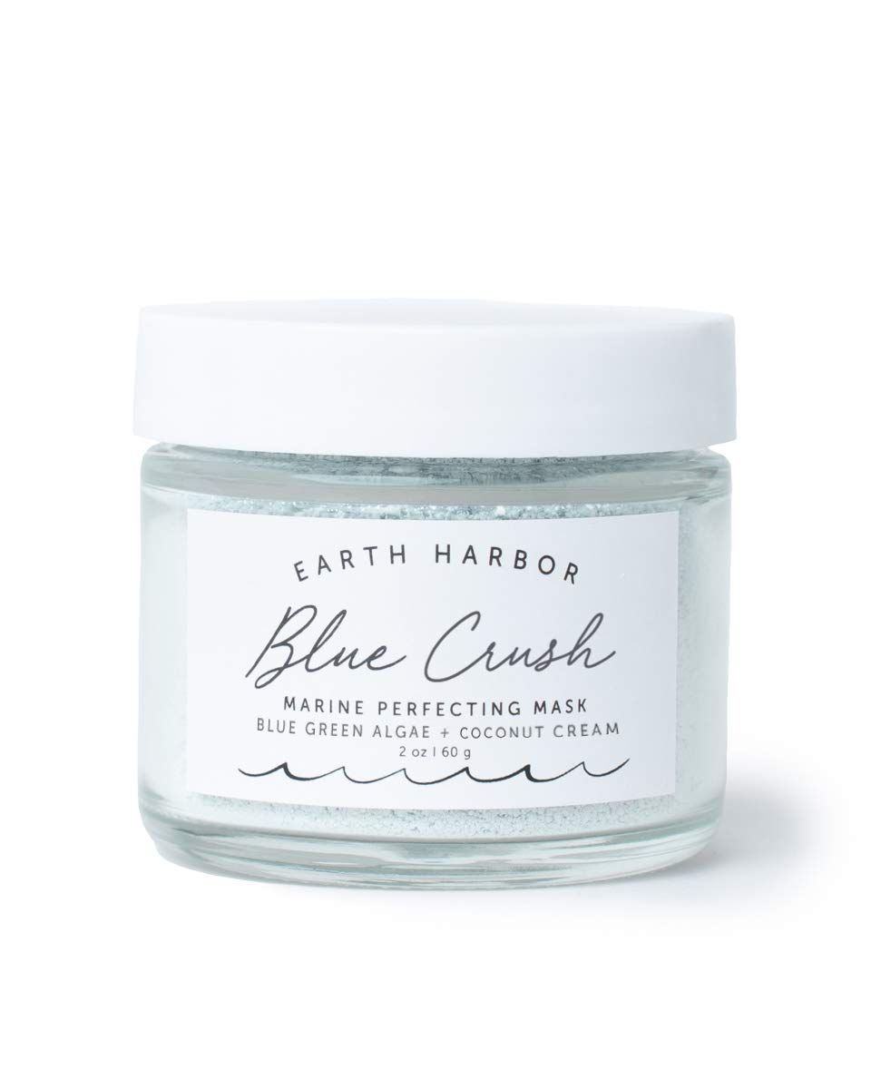 Earth Harbor | BLUE CRUSH Marine Perfecting Mask | Natural &amp; Nontoxic | Organic Blue Green Algae, Coconut Cream &amp; Indigo | Exfoliates &amp; Nourishes | 2 oz
