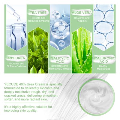 Generic 40 Percent Urea Cream plus 2 Percent Salicylic Acid - for Rough Thick Dry &amp; Cracked Skin - Gently Exfoliates - Feet Hands Elbows - Tea Tree, Aloe Vera - 5.29 Oz(150g), Green