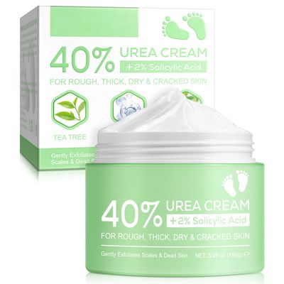 Generic 40 Percent Urea Cream plus 2 Percent Salicylic Acid - for Rough Thick Dry &amp; Cracked Skin - Gently Exfoliates - Feet Hands Elbows - Tea Tree, Aloe Vera - 5.29 Oz(150g), Green