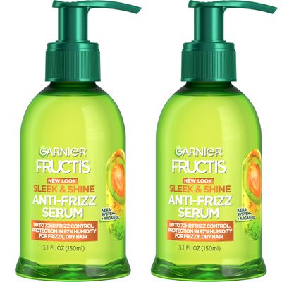 Garnier Fructis Sleek &amp; Shine Anti-Frizz Serum for Frizzy, Dry Hair, Argan Oil, 5.1 Fl Oz, 2 Count (Packaging May Vary)