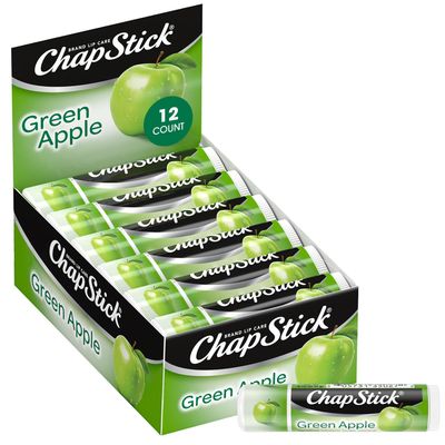 ChapStick Lip Moisturizer, Green Apple, 12-Pack - Bulk Lip Balm, Sweet &amp; Tangy, 0.15 Oz Ea