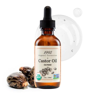 1992 Organic Collection Castor Oil 2oz/ 60ml - USDA Certified Organic, 100% Pure, Cold Pressed &amp; Carrier Oil, Hexane Free | For Hair, Eyebrows &amp; Skin, Gives Hydration, Moisturizes and Softens Skin