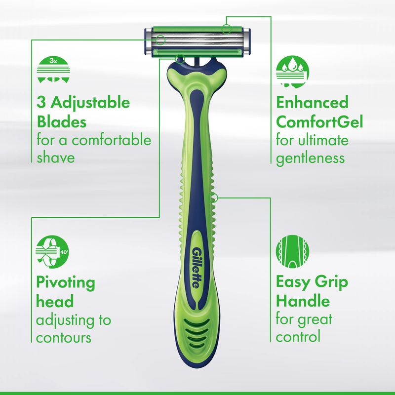 Gillette Sensor3 Sensitive Disposable Razors for Men, Enhanced Lubrastrip Glides Easily Over Your Skin, 8 Count (Pack of 2)