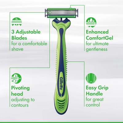 Gillette Sensor3 Sensitive Disposable Razors for Men, Enhanced Lubrastrip Glides Easily Over Your Skin, 8 Count (Pack of 2)
