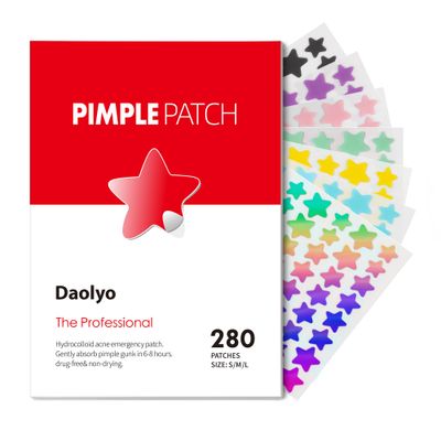 Daolyo Pimple Patches for Face, 3 Size 280 Counts Hydrocolloid Acne Patches, Cute Star Pimple Stickers with Salicylic Acid, Tea Tree Oil &amp; Calendula Oil, for Covering Zits and Blemishes