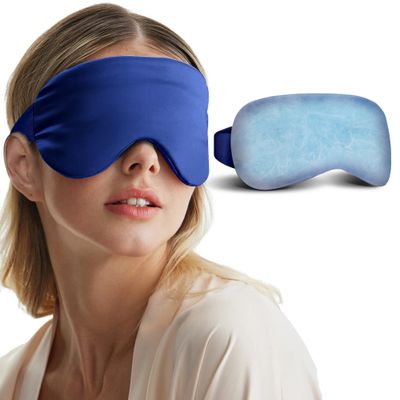 Cooling Eye Mask for Puffy Eyes - FSA HSA Eligible, Cold Eye Masks for Puffiness, Weighted Gel Eye Mask for Sleep, Reusable Ice Eye Mask for Dark Circles Migraines and Headache (Blue)