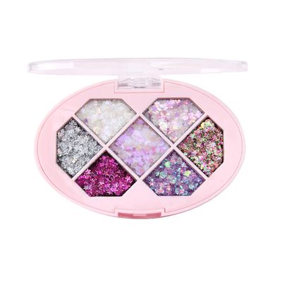 AKARY Glitter Eyeshadow Palette Makeup 7 Colors, Party Diamond Shiny Colorful Eye Makeup Palettes Long Lasting Waterproof Halloween Holiday Makeup, Glitter High Pigmented Eye Shadow (02)