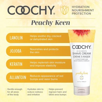 Coochy Intimate Shaving Cream | Shave Conditioner &amp; Moisturizer for Face &amp; Body | Ideal for Sensitive Skin Care, Anti-Bump | Peachy Keen, 12.5 oz