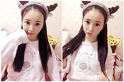 Deer Antler Spa Headband for Women Girls Washing Face Headbands Make Up Heads Bands for Women Soft Coral Fleece Stretchy Hair Bands for Skin Care Christmas Elk Headband Gift