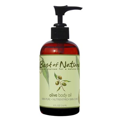 Best of Nature 100% Pure Olive Massage &amp; Body Oil - Cold Pressed, Natural &amp; Unscented Moisturizer for Skin, Hair &amp; Bath, 8 fl oz