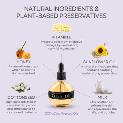 C CARE Cuticle Oil For Nails - Milk and Honey Nail Oil - Repairs Moisturizes and Strengthens Nails and Cuticles Overnight - Dropper &amp; Brush included - Large 2.5 oz bottle