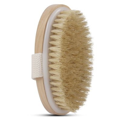 Dry Skin Body Brush - Improves Skin&#39;s Health and Beauty - Natural Bristle - Remove Dead Skin and Toxins, Cellulite Treatment, Improves Lymphatic Functions, Exfoliates, Stimulates Blood Circulation