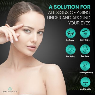 ATN Cosmetics Caffeine Eye Cream, Collagen Eye Cream for all skin types, For Wrinkles &amp; Dark Circles, and Puffiness, Infused with Hyaluronic Acid &amp; Niacinamide, 1.7 OZ / 50 G