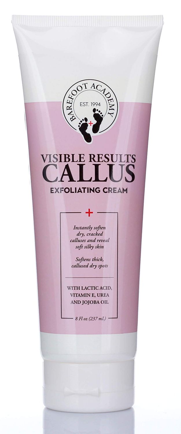 Barefoot Academy Heavy Duty Foot Care Scrub &amp; Moisturizer Cream For Calluses, Dead Skin, Tough Heels, Cracked Heels, &amp; Rough Spots On Feet, Skin Care For Feet, Large 8 Fl Oz (Exfoliating Foot Cream)