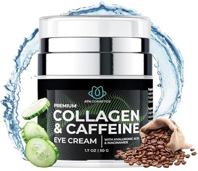 ATN Cosmetics Caffeine Eye Cream, Collagen Eye Cream for all skin types, For Wrinkles &amp; Dark Circles, and Puffiness, Infused with Hyaluronic Acid &amp; Niacinamide, 1.7 OZ / 50 G